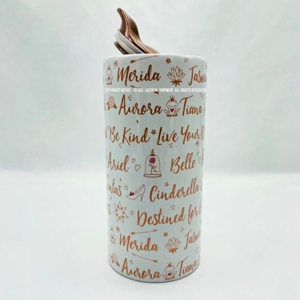 Disney Parks - Ceramic Tumbler Mug - Princess Signatures - Rose Gold